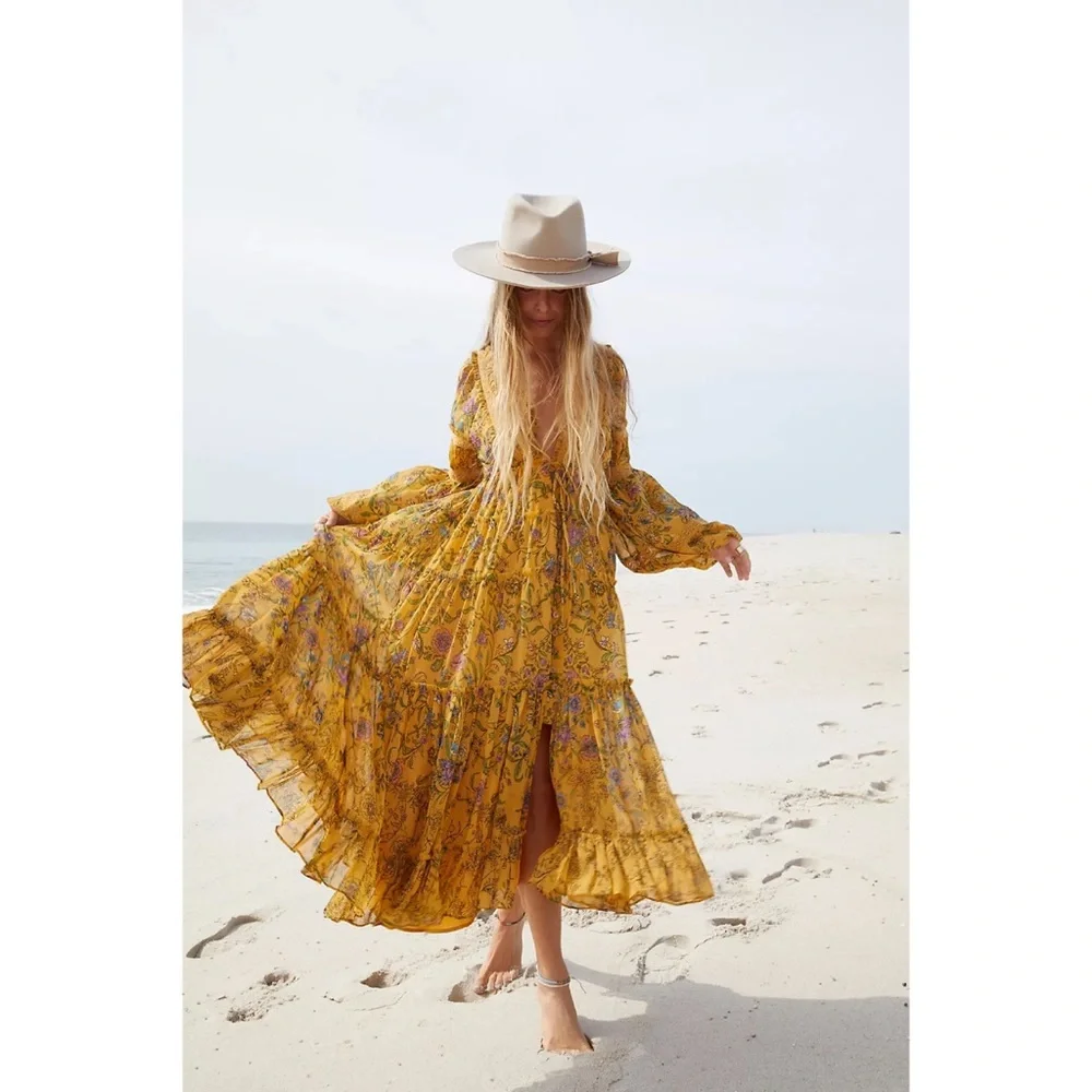 Free People Cassis Printed Chiffon Dress - Picture 1 of 10